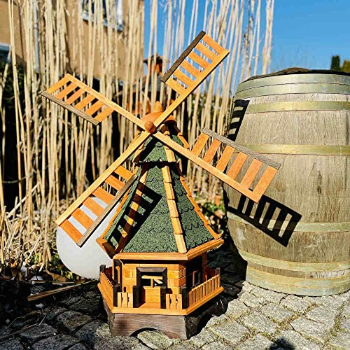 DARLUX Molino de viento decorativo para jardín, de madera, con rodamiento de bolas, color marrón, tamaños (verde XXL)