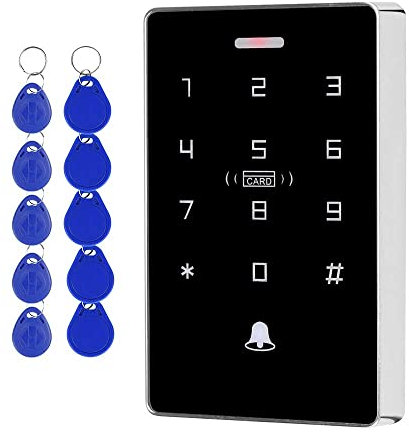 FTes RFKits IP68 wetterfestes NFC-Dual-Frequenz-Zugangskontrollsystem mit 5 ID-Schlüsselanhängern, 5 IC-Schlüsselanhängern, unterstützt 10.000 Benutzer, Hintergrundbeleuchtung, Touch-Panel