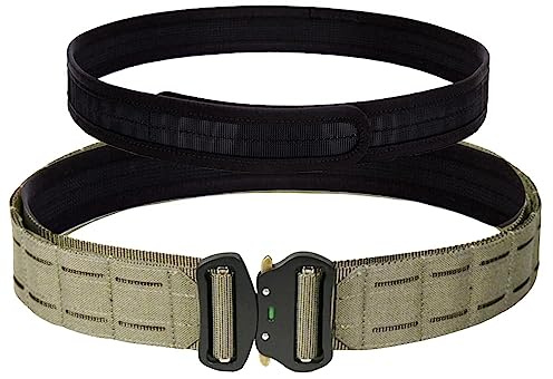 EMERSONGEARS Men's 2 Tactical MOLLE Belt with 1.75 Inner Loop Quick Release Metal Buckle Laser Cut Nylon Duty for Airsoft Ranger Green M size