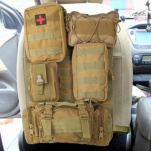 Mocoli Organizer Tattico per Seggiolino Auto, Protezione per Schienale con 5 Tasche Rimovibili, Tasca Posteriore per Sedile Auto per la Maggior Parte dei Veicoli