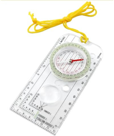 SULOLI Navigation Kompass,Boy Scout Compass,Wanderkompass mit Kartenmaßstäbe,Einstellbarer Leichter Wanderkompass für Expedition Outdoor Camping Navigation Orientierungslauf