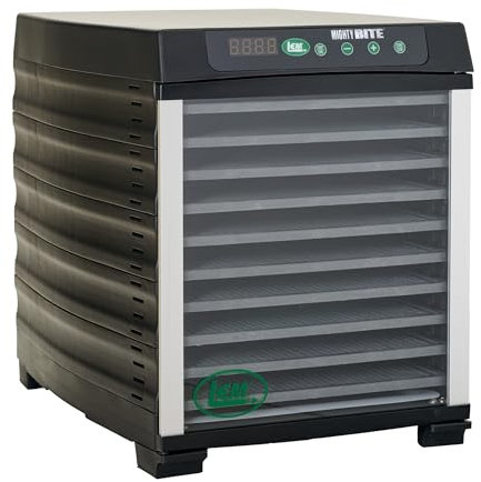LEM Products MightyBite 10-Tray Dehydrator, Food Dehydrator for Beef Jerky, Meat, Vegetables, and Fruits, Includes Dryer Machine and 10 Trays, Black