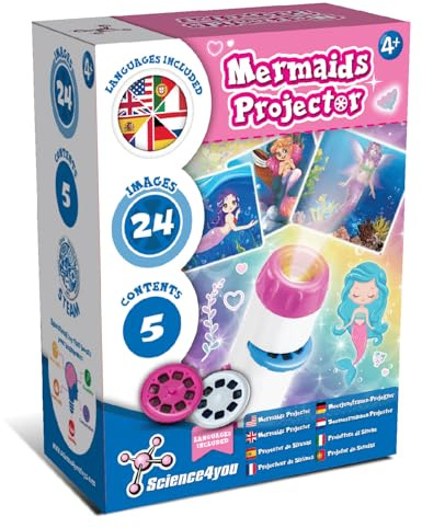 Science4you Mermaids Torch Projector for Kids Age 4+ - Projector Torch includes 24 Images and Poster of Mermaids, Scientific and Educational Gift Toys for Age 4 5 6 7+ Year Olds