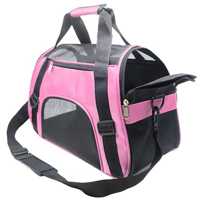 ZvoanSem Sac de transport pour chats, chatons, chiots, petits chiens, pour les voyages, conforme aux normes des compagnies aériennes, pour petits animaux (Rose, S)