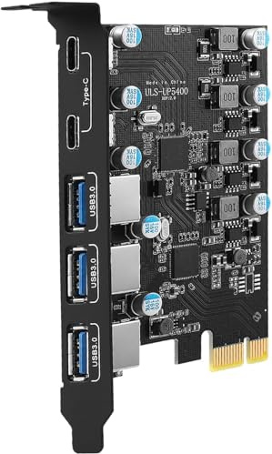 Scheda USB PCIe porta Power Delivery, scheda di espansione PCI Express USB 3.0 5 Gbps (3 porte TypeA e 2 porte Type-C) Ricarrica rapida per PC desktop