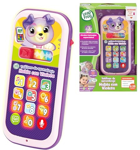 Leapfrog VTech - Teléfono de Aprendizaje Habla con Violeta, Teléfono Interactivo, Graba Mensajes y Conversaciones, Desarrollo del lenguaje, Regalo bebés +9 Meses, Versión ESP