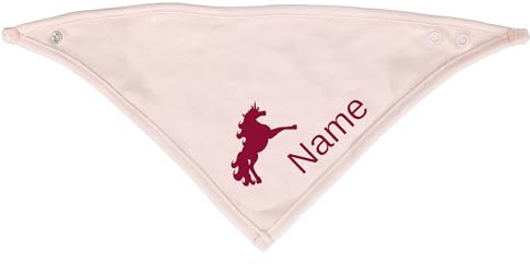 Kiwistar Foulard per bambino personalizzato, ragazzo, rosa, nome a scelta, Teddy, unisex, taglia unica, 2 bottoni a pressione, sciarpa triangolare in cotone biologico, regalo, Colore: rosa., 40x18