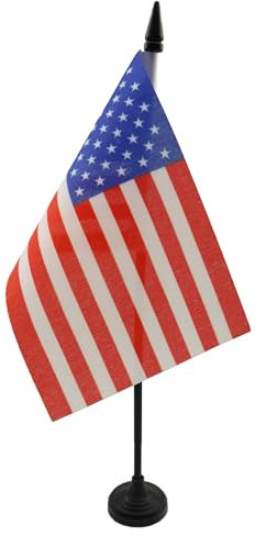 AZ FLAG - United States Table Flag 4'' x 6'' - American Office Mini Banner 100% Polyester 15 x 10 cm - Mini Desk Flag with 10'' Pole and Black Plastic Base