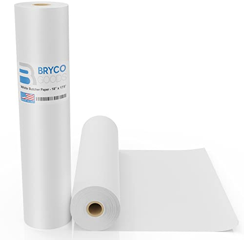 Bryco Goods White Kraft Butcher Paper Roll - 18 Inch x 175 Feet Roll - Made in USA - Food-Grade Wrapping Paper for All Meat Varieties - Packaging and Sublimation - Uncoated and Unwaxed