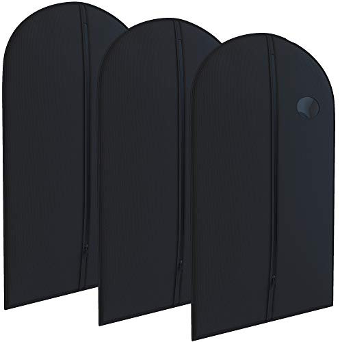 Your Bags Travel Garment Bag – Durable Zippered Single Suit Bag for Storage – Water-Resistant Clothes Cover - Hanging Garment Bags for Travel with ID Pocket – 40 x 24 - Black (Pack of 3)