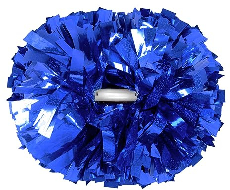 Hooshing Confezione da 2 pompon da Cheerleading professionale olografico blu reale con manico a bastone per lo spirito di squadra scuola sport tifo