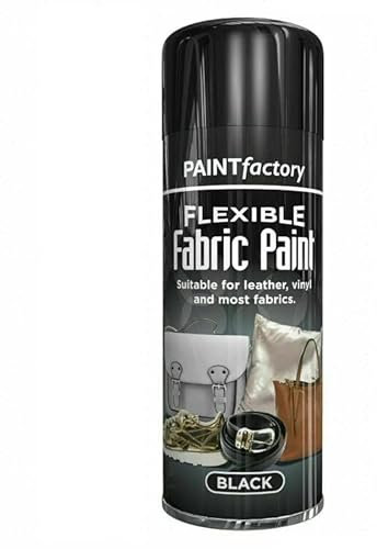 SuperGift.com 6x 200ml All Purpose Aerosol Fabric Black Spray Paint Quick Drying Spray, Fast Dry and Excellent Coverage for Vinyl, Most Fabrics, Metal, Wood, Plastic and More by Diva Gift