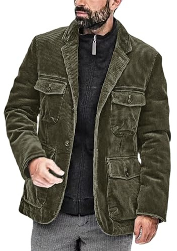 Duohropke - Blazers casual de caballero en cordón, elegantes y modernos, trajes de negocios para bodas y fiestas, blazers deportivos para hombres, sacos elegantes y de ocio, 01 verde., L