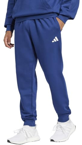 Adidas träningsbyxor för män, Essentials Feelcozy fleecebyxa, mörkblå/vit, L