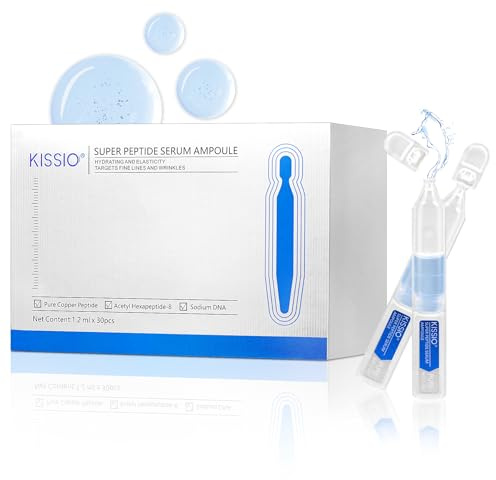 KISSIO Super Peptid Serum Ampoule,Face Moisturise with Copper Tripeptides,Collagen and Niacinamide,Hydration and Elasticity,Facial Serum for Fine Lines and Wrinkles,Makeup Base,1.2 ml x 30e