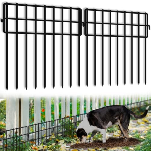 KYATE Recinzione per animali senza scavo, 32 pannelli recinzione per conigli, 4,6 m (L) x 33 cm (H) 3 cm (altezza), 3 cm, piccola recinzione in metallo, blocco per cani, per giardino, aiuola, patio