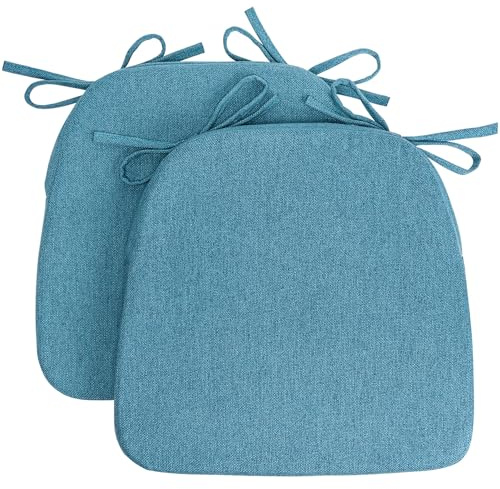 Sunsleek Set di 2 cuscini per sedia a forma di D con fodera rimovibile e lavabile, con clip per cucina, sala da pranzo interna, sedie da terrazzo, 43,2 x 40,6 cm, colore: blu