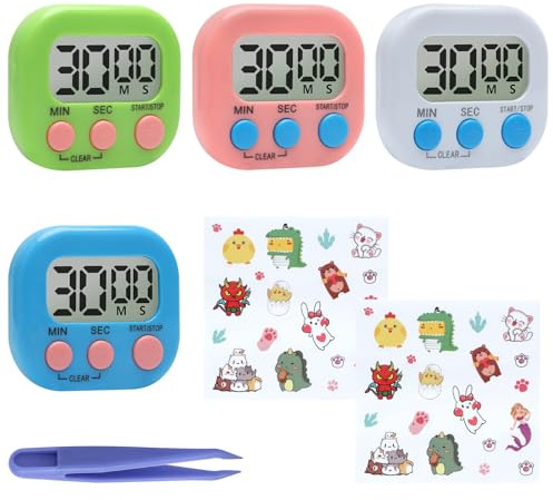 4 st. digital kökstimer, stoppur, magnetisk timer köksklocka digital | Digital äggklocka, kortvarig kök med display och knappdrift för matlagning, lärande, kontor, läxor