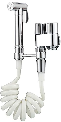 GKJHTED Spruzzatore Bidet Portatile per WC, Attacco Bidet in Ottone per WC, con Tubo in PVC, spruzzatore Bidet a Parete