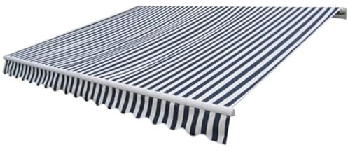 Tenda da Sole Motorizzata a Braccio Articolato 400 cm, Blu Navy/Bianco, Tessuto Poliestere 270 g/m² con Rivestimento PU, Telecomando Incluso, per Giardino e Terrazzo