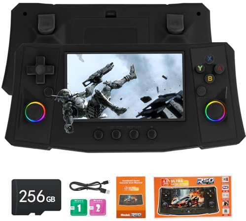 Handheld Game Console, 40,000 Games in 1, 4.5-Inch IPS Screen Retro Gaming Console,40000 Classic Games, 4000mAh,20＋Mainstream Emulator,Built-in 256G TF Card（Black）