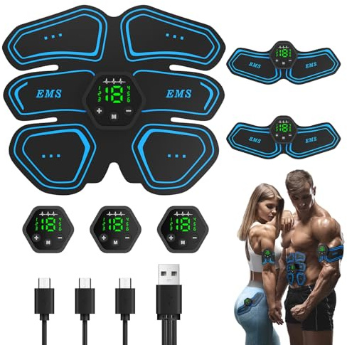 UIOF Ems Muscle Stimulator, ABS Trainer Muscle Stimulator, Abdominal Exercise Equipment, 6 Modes & 19 Intensities, ABS Workout Equipment, Stimulator Full Body/Arm/Hip/Leg Trainer for Men Women