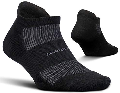 Feetures High Performance Max Cushion Ankle Sock - Tab Socks for Women & Men with Heel Tab - Black, M (1 Pair)