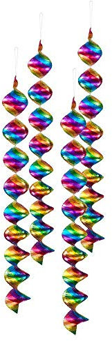 Boland 42045 - Rotorspiralen Bunt, 4 Stück, Größe 7,5 x 60 cm, Mehrfarbig, Regenbogen, Hängedekoration, Dekoration, Girlande, Mottoparty, Geburtstag, Karneval, Gartenparty, Disco