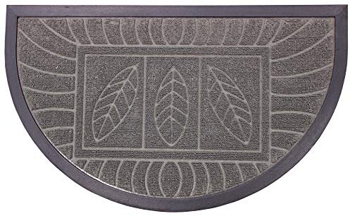 Douceur d'Intérieur Deco Tapis - 1740158, Tapete Entrada Media Luna, 45 X 75 cm, Demi,Lune Feuilles, Alfombra De Entrada, Gris
