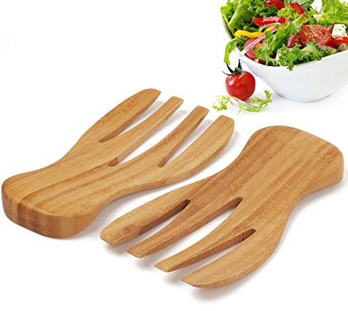 Juego de 2 pinzas para servir ensalada y servir ensalada, de bambú