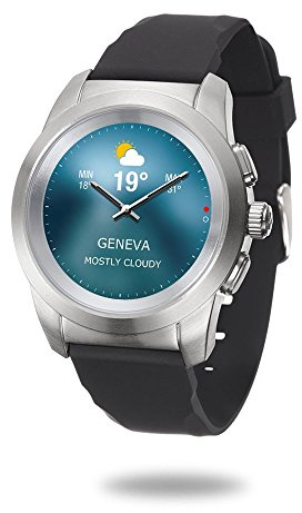 MyKronoz ZeTime original hybrid smartklocka 39 mm med mekaniska visare via en rund färgpekskärm – petite matt silver/svart silikon slät