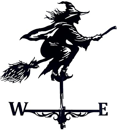 Weather Vanes for Sheds Witch Shape Iron Wind Directions Indicators Garden Wind Speed Spinner Decoration Vintage Retro Weather Vane Witch Shape Outdoor Ornaments Farm Backyard Lawn Décor