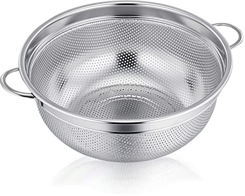 Herogo 20 cm Sieb, Edelstahl Nudelsieb mit Griff, Mikroperforiertes Küchensieb Metallsieb für Nudeln, Obst, Gemüse, Rostfrei & Hochglanzpoliert, Gesund & Spülmaschinenfest, Metall Silber