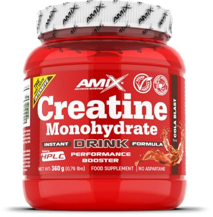 Amix Creatina Monohidrato Powder Drink 360 gr - Mejora el Rendimiento Deportivo - Aumenta la Masa Muscular - Perfecta para Deportistas - Sabor Cola
