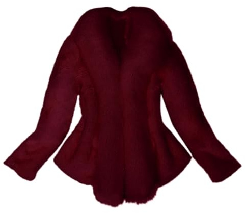 L9WEI Chaqueta softshell para mujer, elegante, abrigo de piel sintética, corto, cálido, abrigo de piel sintética, manga larga, abrigo de pelo mullido, fino y cálido abrigo de invierno, rojo, 3XL