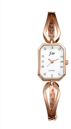 Silverora Damen Uhr Quadrat Armbanduhr Damenuhren Analog Quarz Armbanduhren Elegant Zirkon Diamant Strass Uhren mit Edelstahl Armband Armkette Geschenke für Frauen Mädchen Roségold