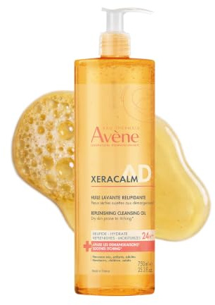 Eau Thermale Avene XeraCalm A.D Lipid-påfyllnings rengöringsolja, 25,3 fl. Oz.