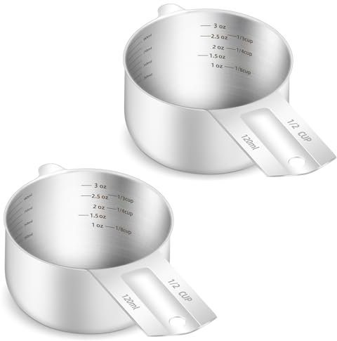 2PCS 1/2Cup (120ml, 4oz) Measuring Cup, Etched Inner Scale Measure Scoop