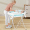 Faltbare Babybadewanne mit Stahlhalterung, ergonomisches Badewannenkissen und Ablaufschlauch – faltbare Badewanne auf Fuß – 0 – 2 Jahre (Grün mit Ständer, 66 x 61 x 82 cm)