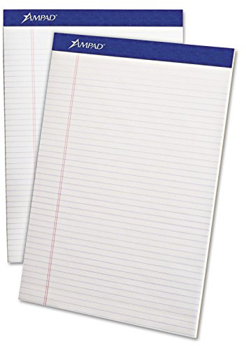 Ampad 20322 Perforated Writing Pad, 8 1/2 x 11 3/4, White, 50 Sheets (Pack of 12)