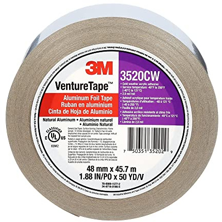 3M Venture - Aluminum Foil Tape 3520CW, Natural Aluminum, 48 mm x 45.7 m 2.0 mil (Pack of 1)