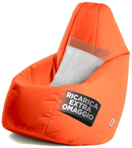 Avalon - Puff Poltrona Sacco Grande L Jive Deluxe Sfoderabile, Pouf Sacco di Qualità Sartoriale, Bean Bag per Sedersi Ergonomico, Tessuto Antistrappo Impermeabile, Made in Italy(80x125cm-Arancio)