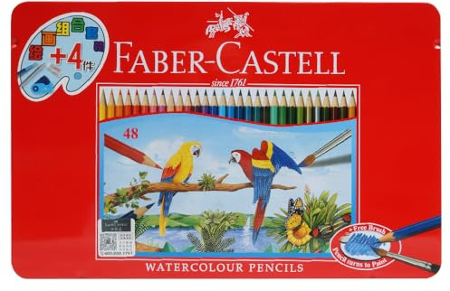 Faber Castell 48 Watercolour Pencils in Metal Tin Includes Gift for Artists for Drawing and Painting