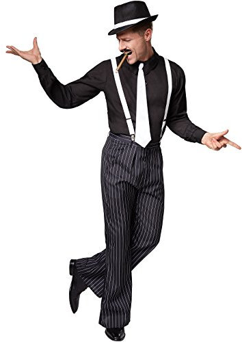 tectake 20er Jahre Faschingskostüme Männer, Kostüm Herren sexy Charleston, Casino, Gangster Karneval Kostüm Herren, Mafia Kostüm Herren, mit 20er Jahre Accessoires Hosenträger Herren - L