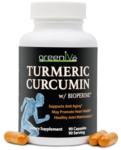 GreenIVe Turmeric Curcumin with BioPerine® 95% Curcuminoids 1500mg – 46X Higher Absorption Black Pepper Extract – 90 Vegetarian Capsules – Non-GMO, Made in USA