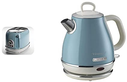 Ariete 155 Vintage Toaster mit 2 Scheiben & 2868/05 Vintage Wasserkocher, 1600, lackiertes Metall, blau