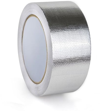 XZRDINGJIE Fiberglass Aluminum Foil Heat Shield Tape 1.97in x 82ft, Fiberglass Thermal Insulation Reflective Material High Temp Protection