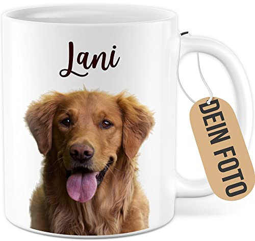 Hunde Tasse personalisiert, Hundehalter Geschenk personalisieren mit eigenem Foto und Name, Kaffeetasse Haustier Herrchen Frauchen Hundebesitzer Hundegeschenk Kaffee-Becher