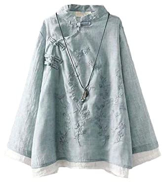 Traditionelle chinesische Kleidung Frauen Tai Chi Chiffon Tang Anzug Kostüm Kung Fu Shirt Langarm Bluse Tops Blue S