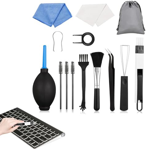 Rianpesn Kit per la Pulizia della Tastiera - Set per la Pulizia della Tastiera Meccanica | Strumenti per la Pulizia degli Auricolari con estrattore per copritasti, pinzette, Spazzola per Fessure